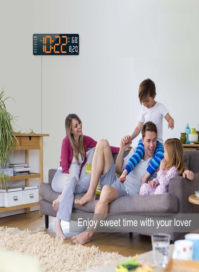 S SMITEX Smitex Digital Wall Clock Large Display, 16" with Remote Control for Living Room Gym Shop Warehouse Office Garage Decor, Auto Brightness Dimmer with Date Week Temp (Orange + White Digit) - Image 5