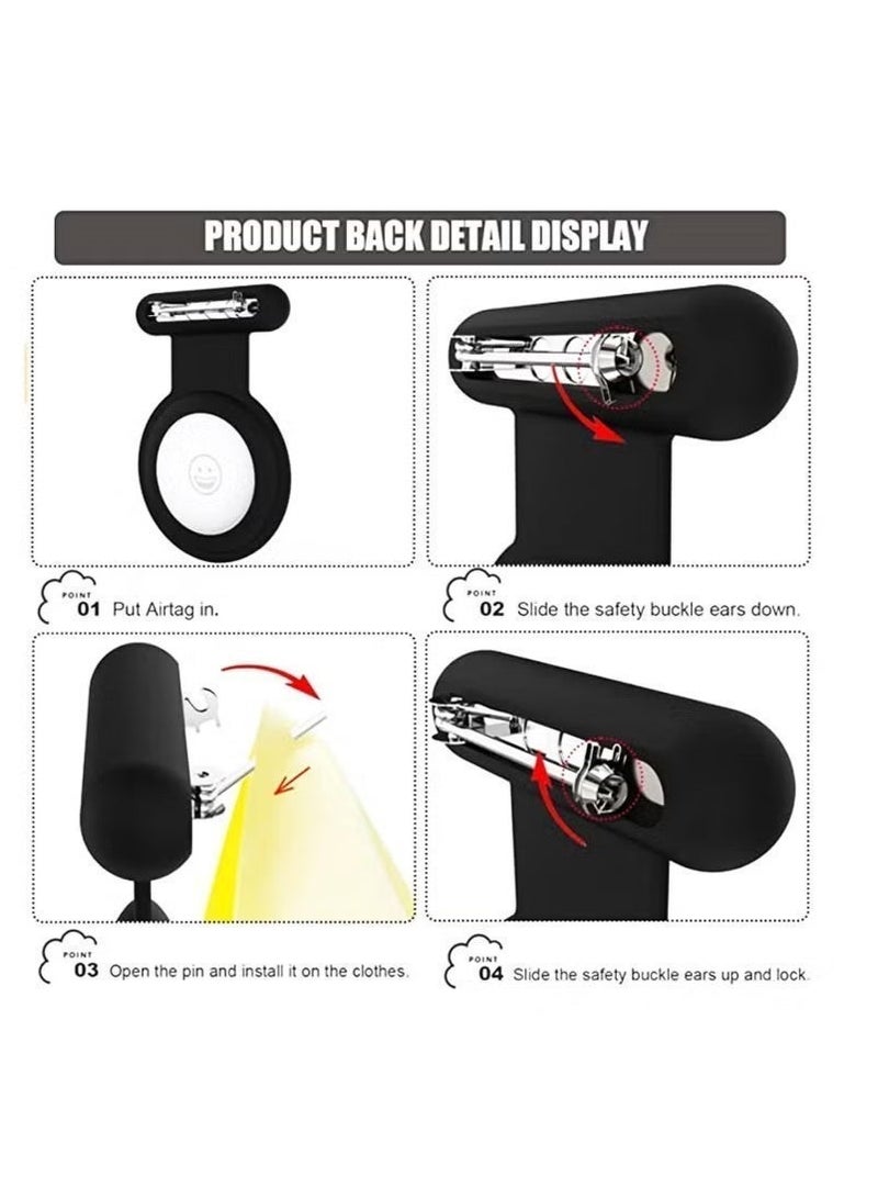 4-piece Protective Air Tag Case,  Air Tag Holder with Invisible Pin, Waterproof Liquid Silicone, Anti Lost Air Tag Cover Suitable for Children Elderly Backpack and Luggage - Image 4