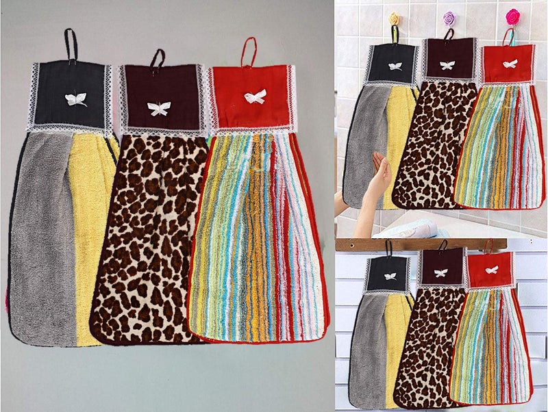 Kuber Industries Printed Design 9 Piece 144 GSM Cotton Washbasin Napkin Towel Set - Multicolour (CTKTC03862) - Image 1