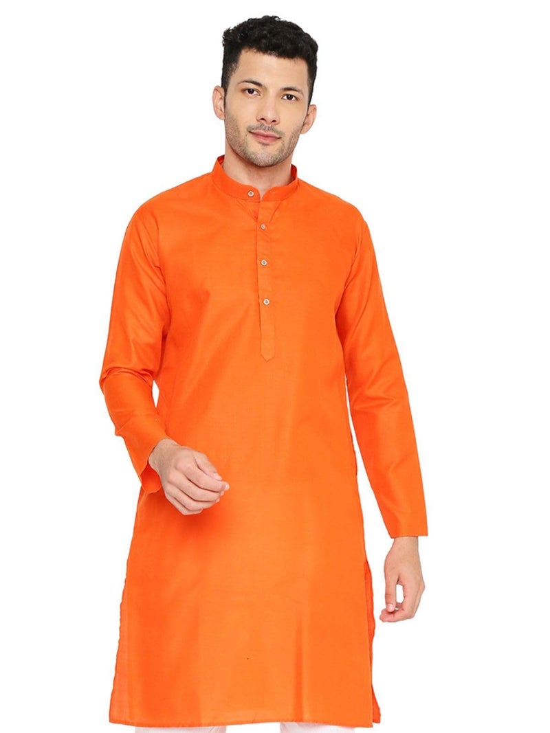 Maharaja Magic Cotton Solid Kurta in Orange for Men[MSKurta1126-46] - Image 1