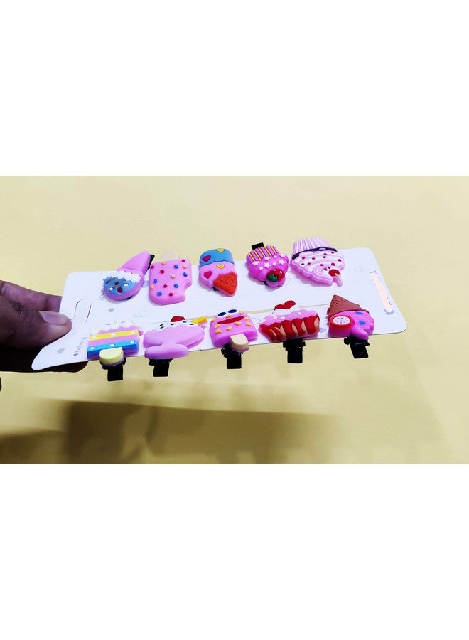 آرت بوكس مجموعة مشابك شعر للبنات من ARTBOX على شكل آيس كريم، دبابيس شعر للأطفال والبنات الصغار، إكسسوارات شعر (10 قطع) - Image 4