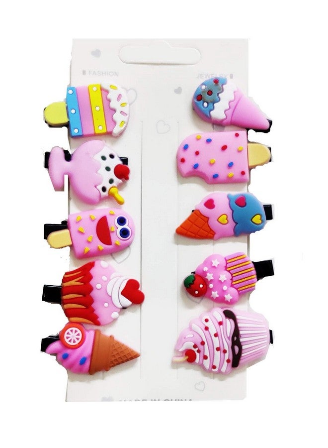 آرت بوكس مجموعة مشابك شعر للبنات من ARTBOX على شكل آيس كريم، دبابيس شعر للأطفال والبنات الصغار، إكسسوارات شعر (10 قطع) - Image 1