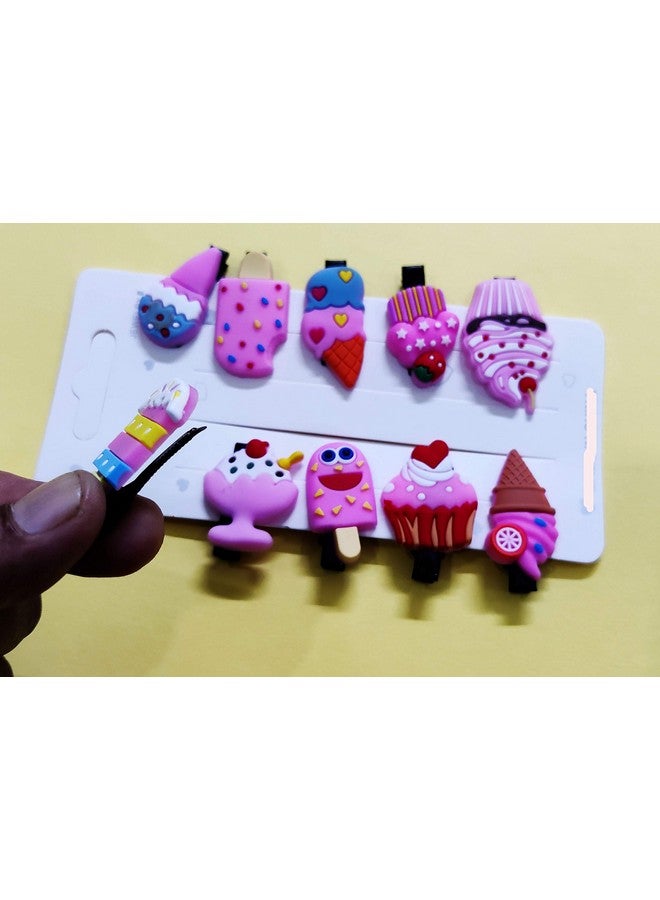 آرت بوكس مجموعة مشابك شعر للبنات من ARTBOX على شكل آيس كريم، دبابيس شعر للأطفال والبنات الصغار، إكسسوارات شعر (10 قطع) - Image 3