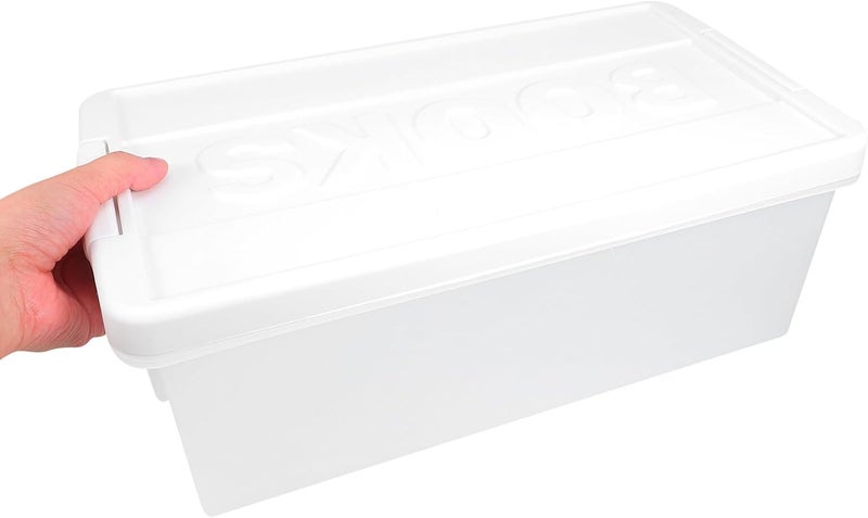 DOITOOL Plastic Book Storage Box with Lid Small Organizer Bin Multipurpose Carrying Container for Books, Craft Supplies, and Desk Storage - Image 4
