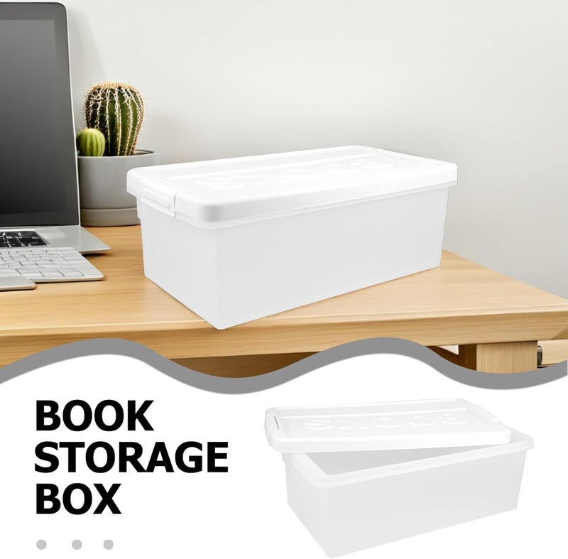 DOITOOL Plastic Book Storage Box with Lid Small Organizer Bin Multipurpose Carrying Container for Books, Craft Supplies, and Desk Storage - Image 3