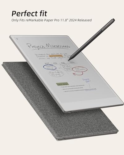 WALNEW Case for Remarkable Paper Pro,Magnetic Slim Book Folio Cover with Pen Clasp, Auto Sleep/Wake Protective Cover for Remarkable Paper Pro 11.8" (2024 Released),Gray - Image 2