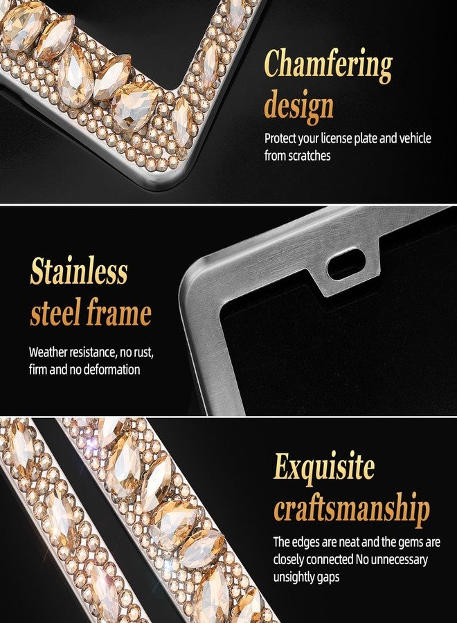 OKLPF Bling License Plate Frame for Women,Sparkle License Plate Frames|Shiny Large Gift Box(Champagne) - Image 4