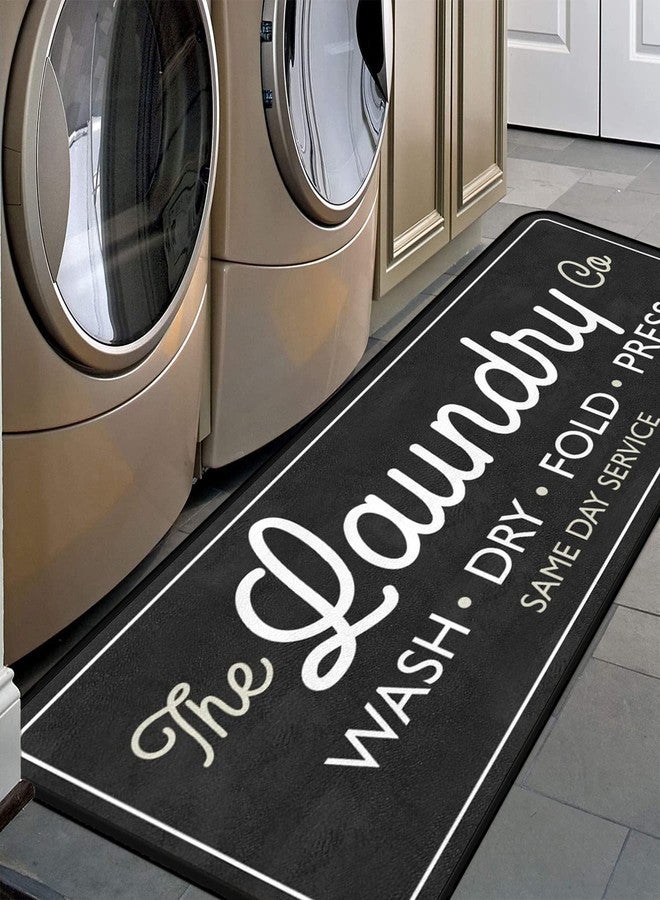 EYECY Laundry Room Long Rug Area Rug Non-Slip Floor Mat Waterproof Farmhouse Carpet for Kitchen 72" x 24"(Black-3) - Image 1