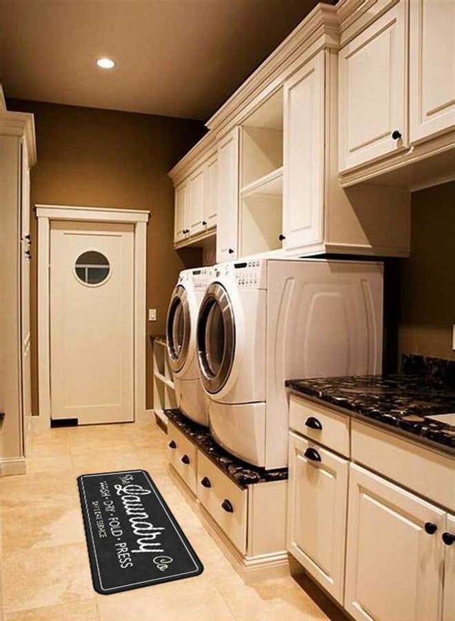 EYECY Laundry Room Long Rug Area Rug Non-Slip Floor Mat Waterproof Farmhouse Carpet for Kitchen 72" x 24"(Black-3) - Image 3
