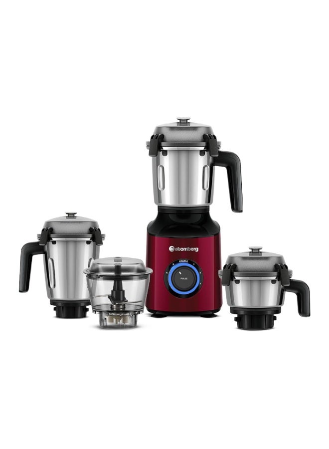 Atomberg Zenova Mixer Grinder | Unique Coarse Mode for Silbatta-like Texture | Intelligent BLDC Motor | Safety Features | 4 Jars including Chopper | Hands-Free Operation (Red Wine) - Image 1