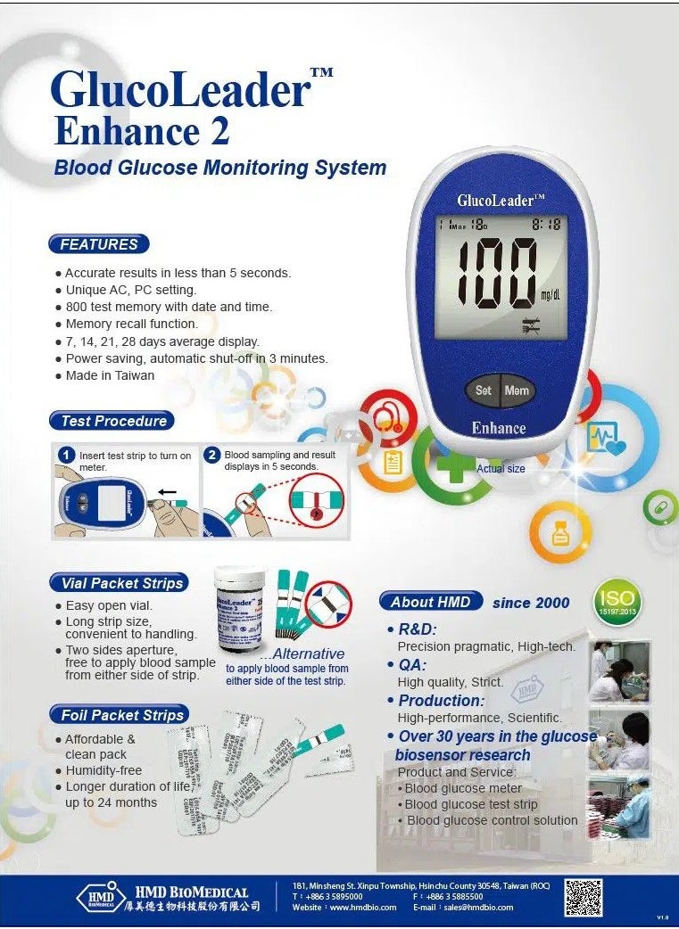 vaynz Vaynz Blood Pressure Monitors - CE Approved by UK and GlucoLeader Enhance Blood Sugar Monitor with 10+50 Test Strips and Lancets - 800 Memory Diabetes Testing Kit in mg/dL  - Image 4