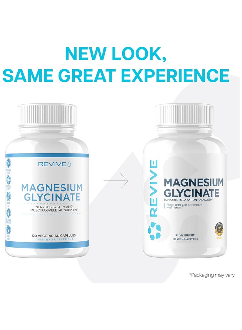 revive كبسولات المغنيسيوم جليسينات النقي 200 ملغ من ريفيف MD - مكمل عالي الامتصاص للاسترخاء وتخفيف التوتر - 120 كبسولة - Image 2