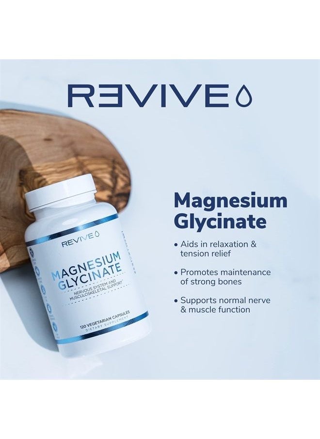 revive - Pure Magnesium Glycinate Capsules 200mg by Revive MD - High Absorption Supplement for Relaxation & Stress Relief - Organic Memory & Sleep Support Pills for Strong Bones, Normal Nerve & Muscle Function - Image 1