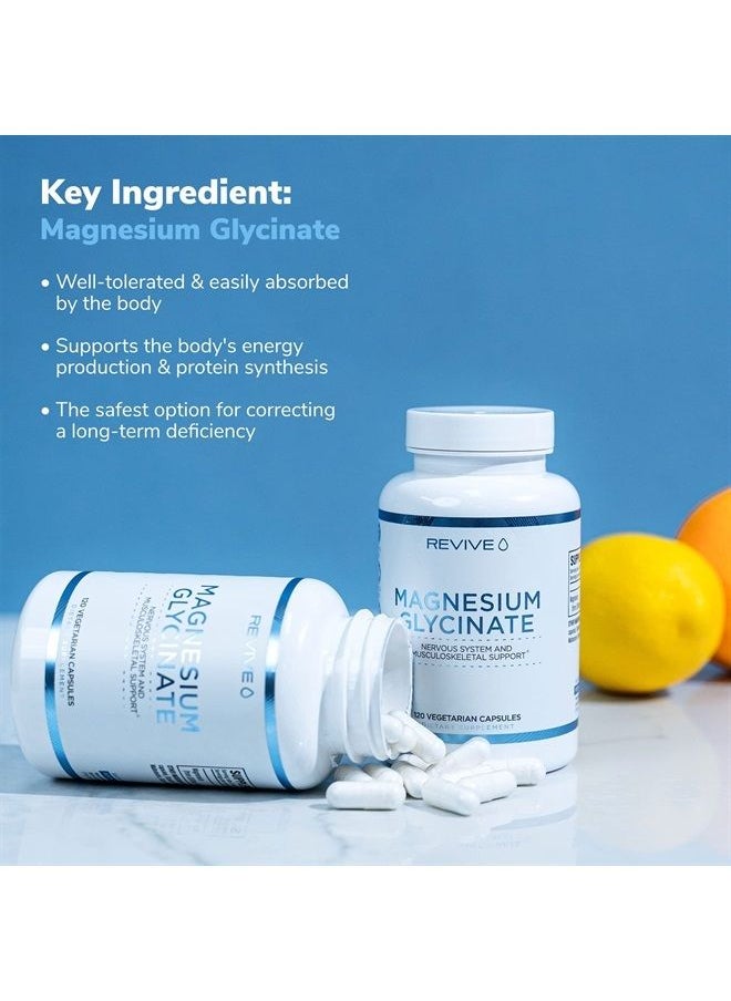 revive - Pure Magnesium Glycinate Capsules 200mg by Revive MD - High Absorption Supplement for Relaxation & Stress Relief - Organic Memory & Sleep Support Pills for Strong Bones, Normal Nerve & Muscle Function - Image 1