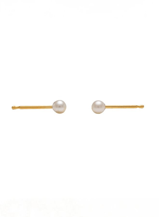 Studex 4MM White Pearl 24K Pure Gold Plated Ear Studs - Image 4