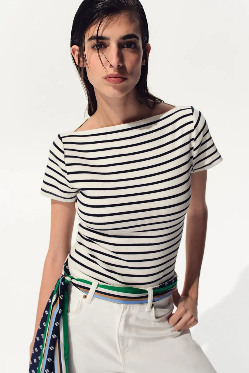 H&M Boat-neck cotton top