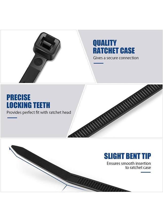 100 Pcs Heavy Duty Cable Ties Multi-Purpose Self-Locking Nylon Cable Cord ManagementBlack Zip Ties Self-Locking Premium Nylon Cable Wire Ties Heavy Duty Black for Indoor and Outdoor - Image 5