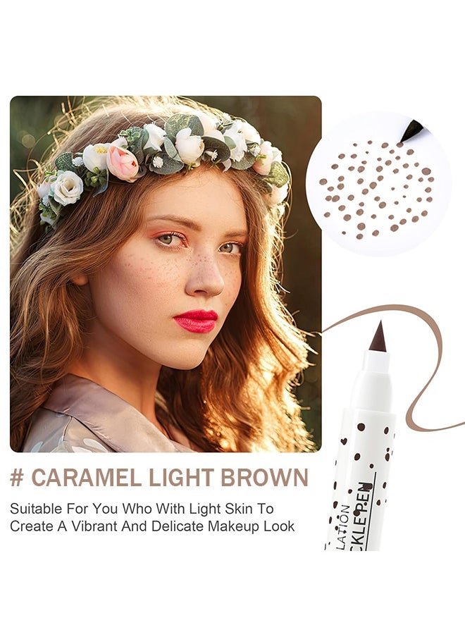 Fit Colors Simulation Freckle Pen,Natural Lifelike Freckle Makeup Pen Magic Freckle Color,Waterproof Longlasting Soft Dot Sopt Pen,for Natural Effortless Sunkissed Makeup -#01CARAMEL LIGHT BROWN  - Image 2