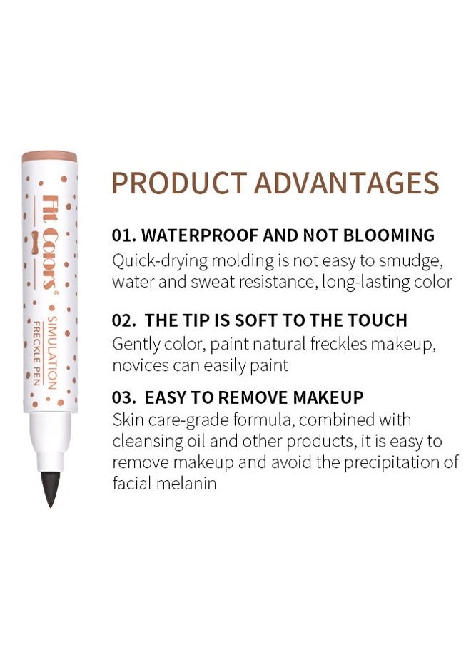 Fit Colors Simulation Freckle Pen,Natural Lifelike Freckle Makeup Pen Magic Freckle Color,Waterproof Longlasting Soft Dot Sopt Pen,for Natural Effortless Sunkissed Makeup -#01CARAMEL LIGHT BROWN  - Image 5