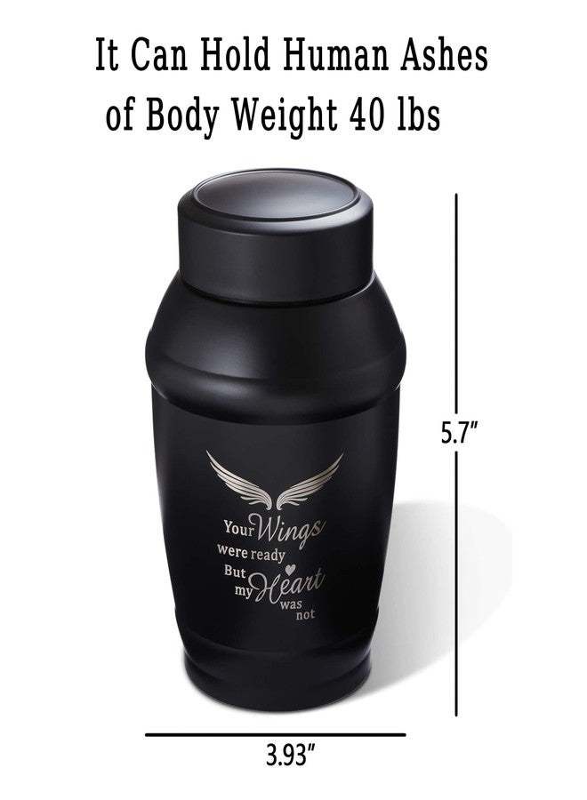 LINES ARTE 5.7 Inches Medium Size Urns for Human Ashes Adult Male,Black Angel Wings Cremation Decorative Urns for Adult Ashes - Image 2