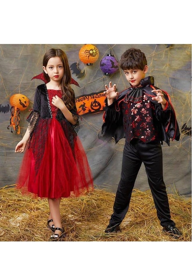 برين جيجلز قهقهات الدماغ زي مصاصي الدماء للأطفال مع كيب للأولاد - مقاس كبير - Image 4