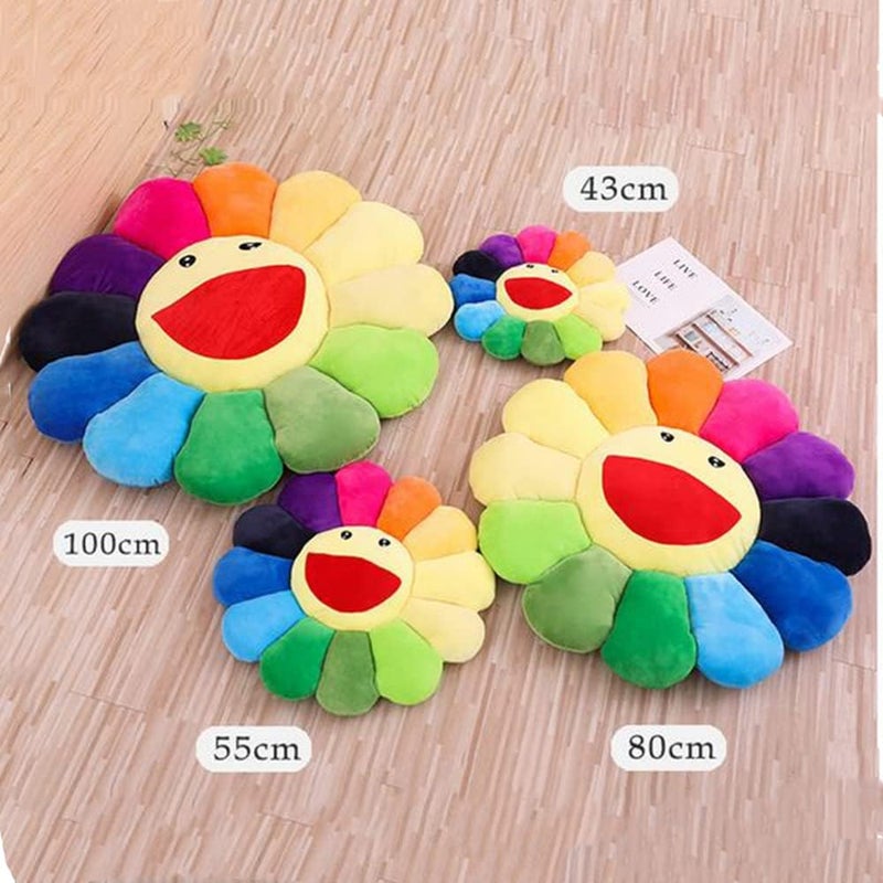 OUKEYI 21.6“Sunflower Pillow, Soft and Comfortable Sunflower Smiley Cushion Floral Plush Pillow, Colorful Sunflower Plush Toys Home Bedroom Store Restaurant Decoration, - Image 4
