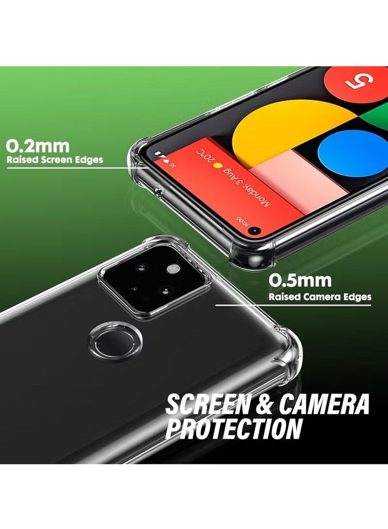 TIGER Case for Google Pixel 5 Phone – Transparent TPU Bumper Shockproof Silicone Fullbody Protective Case with 1 Piece Screen Protector | Slim, Lightweight, Impact-Resistant Design | Durable, Clear Cover for Google Pixel 5 - Image 2