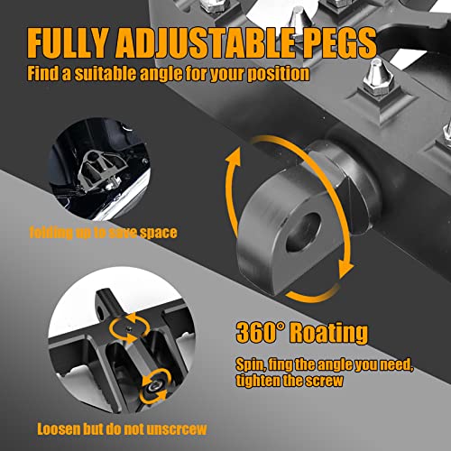 Sresk MX 360°Roating Chopper Bobber Style Offroad Mini Floorboard Footrest Boards Foot Pegs CNC Cut Front & Rear Foot Pegs Suit For H-D Harley Touring Road King Sportster 883 Dyna Softail (Black) - Image 3