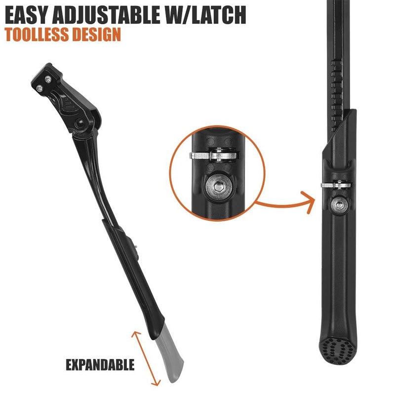 BV Bike Kickstand - Mountain Bike Kick Stand for 24-29" Bicycles - Adjustable Length, Non-Slip Sole, Aluminum Alloy Material - Black Bicycle Kickstand - Image 4