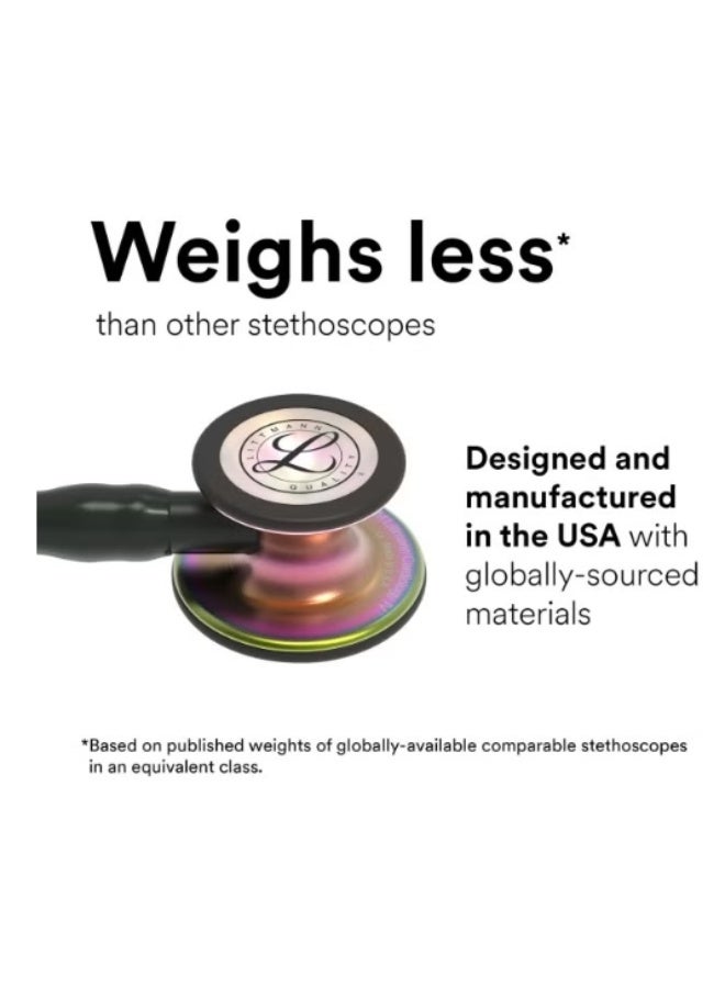 ثري أم ليتمان سماعة طبيب 3M™ Littmann® Cardiology IV™ التشخيصية، مزودة بقطعة صدرية بتصميم قوس قزح، وساق وسماعة أذن باللون الأسود، وأنبوب أسود، رقم الموديل 6165. - Image 3
