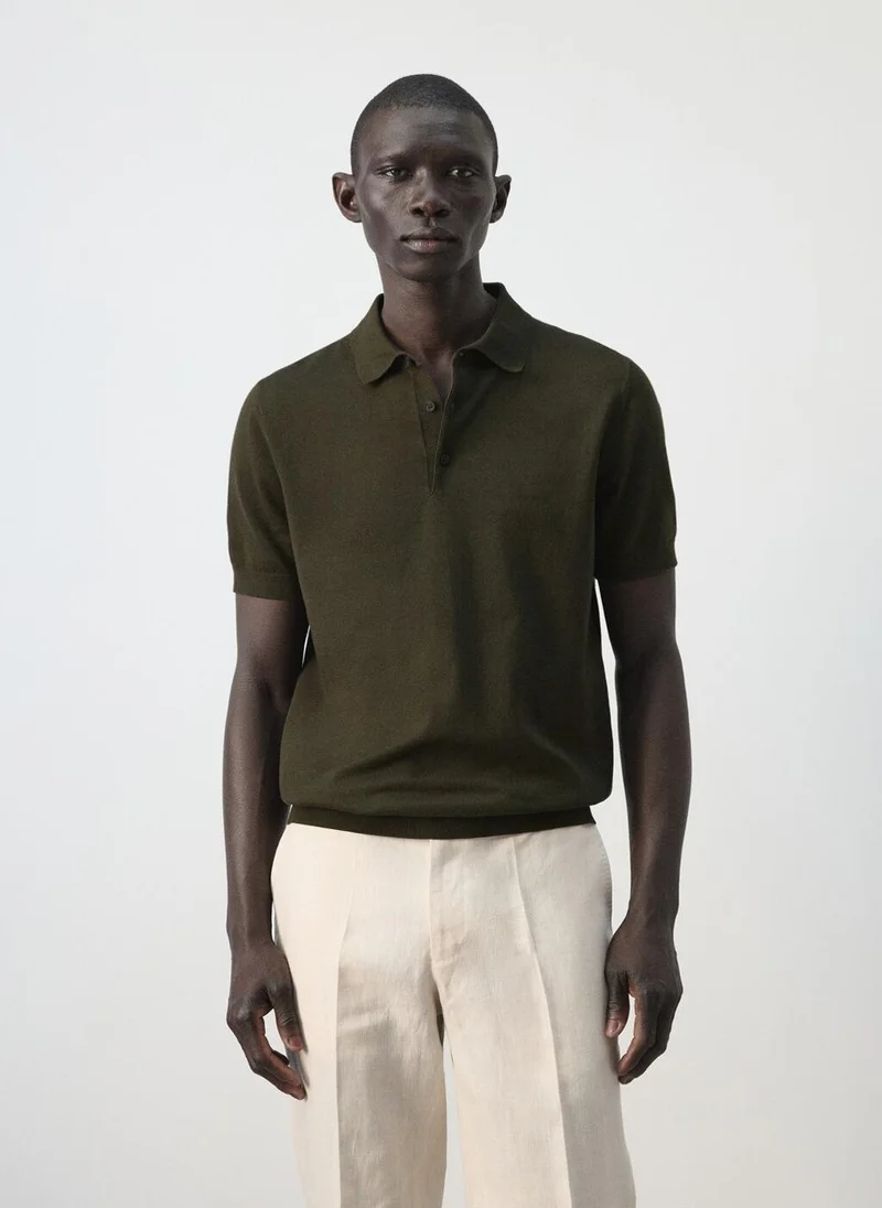 مانجو مان 100% cotton fine-knit polo shirt
