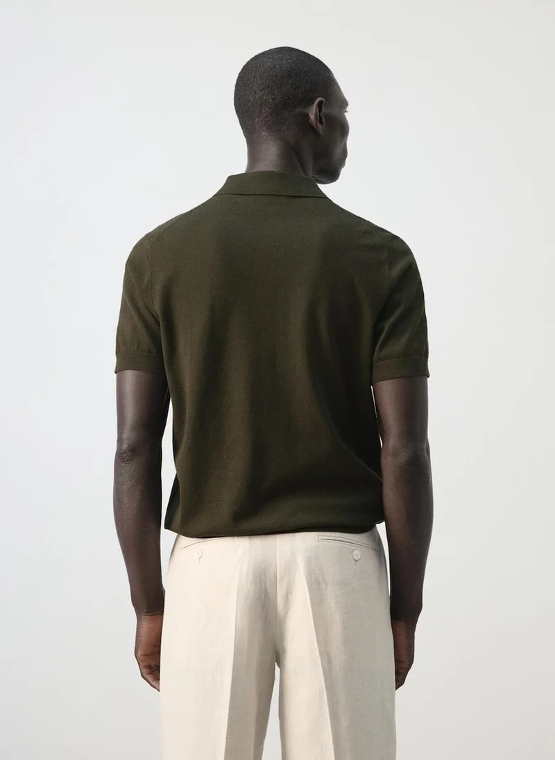 مانجو مان 100% cotton fine-knit polo shirt