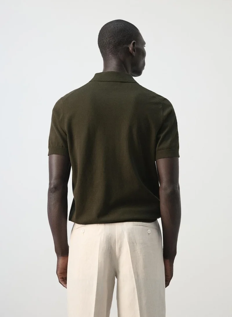 Mango Man 100% cotton fine-knit polo shirt