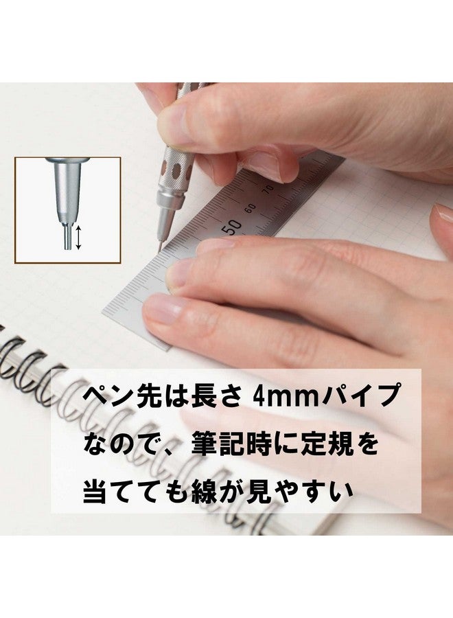 Pentel قلم رسم ميكانيكي بنتل جراف جير 1000 0.3 مم | مشبك معدني مع آلية قابلة للسحب | قبضة مزدوجة من المعدن والمطاط | عبوة من 1 | فضي وبني (PG1013) - Image 5