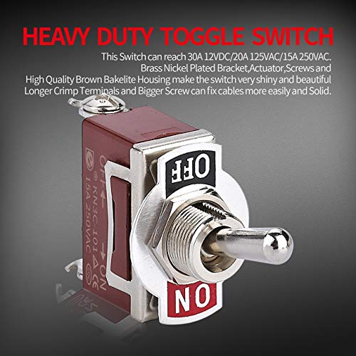 DaierTek Waterproof Toggle Switch 12V DC 30A Heavy Duty 2 Pin ON Off SPST with Weatherproof Boot Cap Cover for Auto Car Marine Boat -2 Pack - Image 5