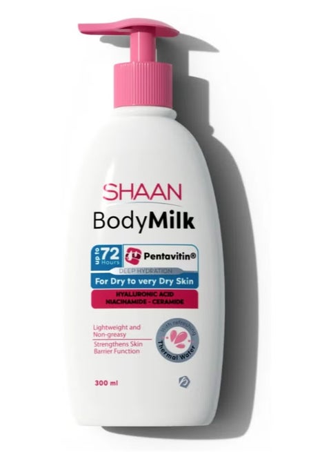 Body Milk Moisturizing Lotion with Hyaluronic Acid, Niacinamide & Ceramides – (300ml) | Deep Hydration, Glowing Skin | For Dry & Sensitive Skin