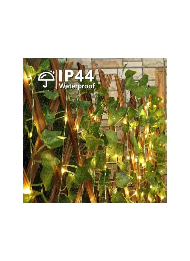 The Bros [10M/32.8FT] Solar Vine String Lights, 8 Modes Artificial Ivy Leaf Solar Plant Vine Lights, Outdoor Ivy Fairy Lights for Outside Wedding Garden Fence Wall Hanging (Solar energy, 10M/32.8FT)  - Image 4