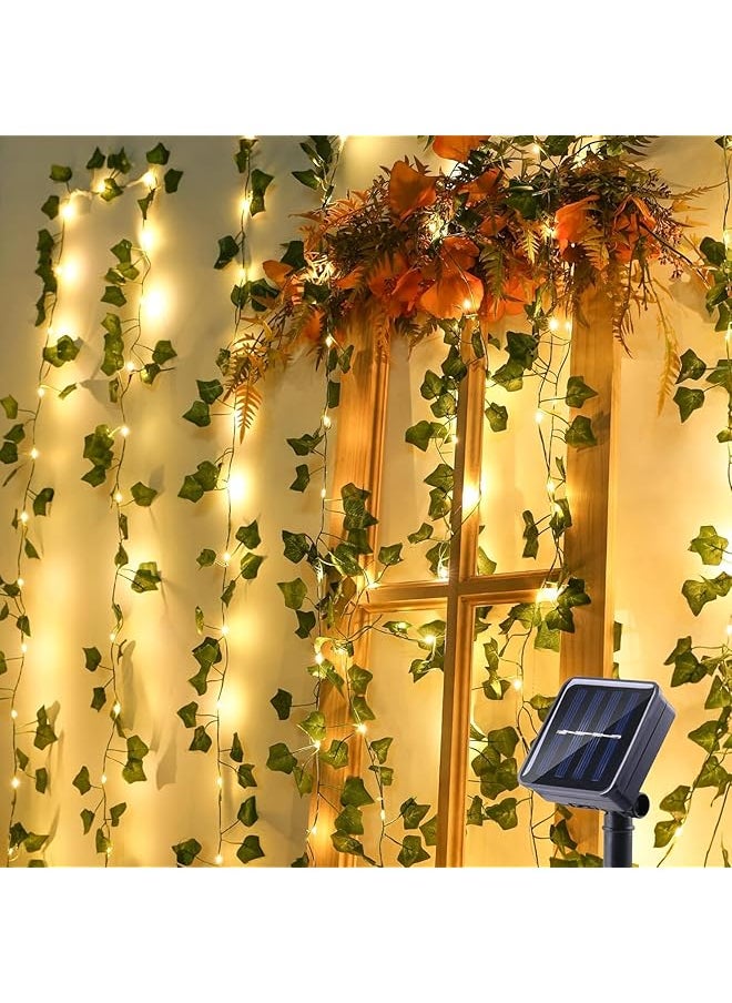The Bros [10M/32.8FT] Solar Vine String Lights, 8 Modes Artificial Ivy Leaf Solar Plant Vine Lights, Outdoor Ivy Fairy Lights for Outside Wedding Garden Fence Wall Hanging (Solar energy, 10M/32.8FT)  - Image 1