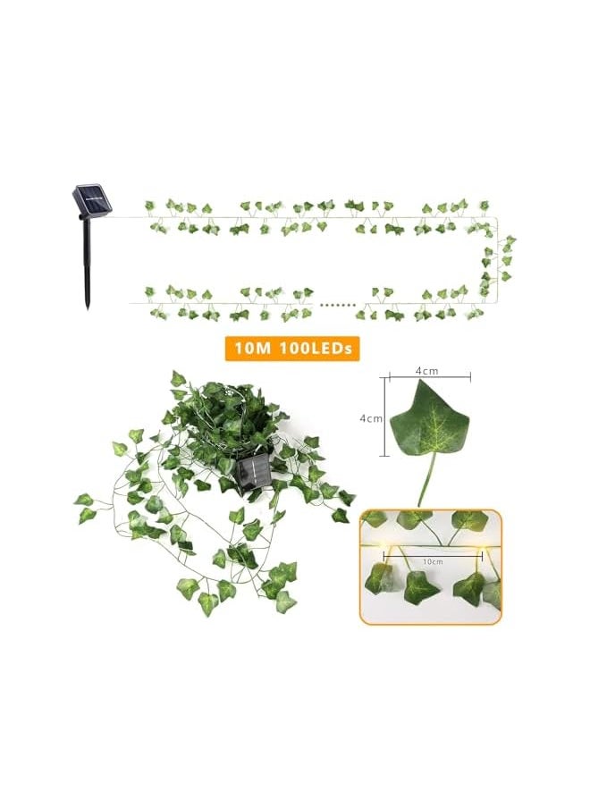 The Bros [10M/32.8FT] Solar Vine String Lights, 8 Modes Artificial Ivy Leaf Solar Plant Vine Lights, Outdoor Ivy Fairy Lights for Outside Wedding Garden Fence Wall Hanging (Solar energy, 10M/32.8FT)  - Image 3