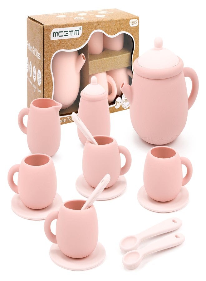 MCGMITT Silicone Tea Party Set, Toy Tea Set for Toddlers Kids, Includes Teapot, 4 Tea Cup and Coasters, Creamer, Sugar Bowl, 4 Spoon, Dishwasher Safe Pretend Teapot Set for Girls Boys Birthday Gifts - Image 1
