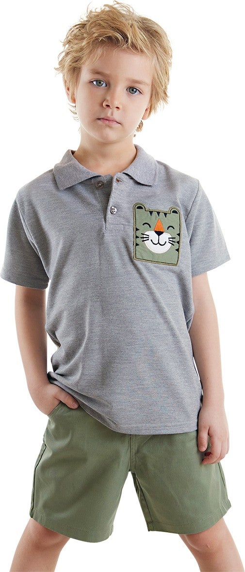 Denokids Kaplan Boy Polo Neck T-Shirt Shorts Set  - Image 1