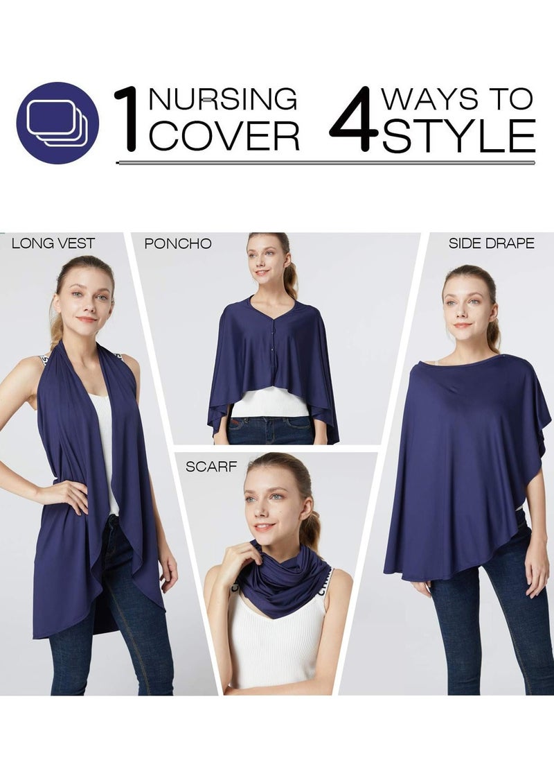 Moovant Baby Care Cover & Nursing Rain Cape, Feeding Cover, Safety Seat Sunshade and Windproof Cover, Stroller Cover, Baby Care Scarf, Navy Blue  - Image 5