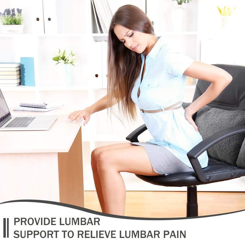 Queekay Fleece Lumbar Support Pillow 3 Section Back Pillow Office Chair for Back Support Comfortable Lumbar Cushion for Car Seat Pain Relief Sofa Rest(Gray) - Image 4
