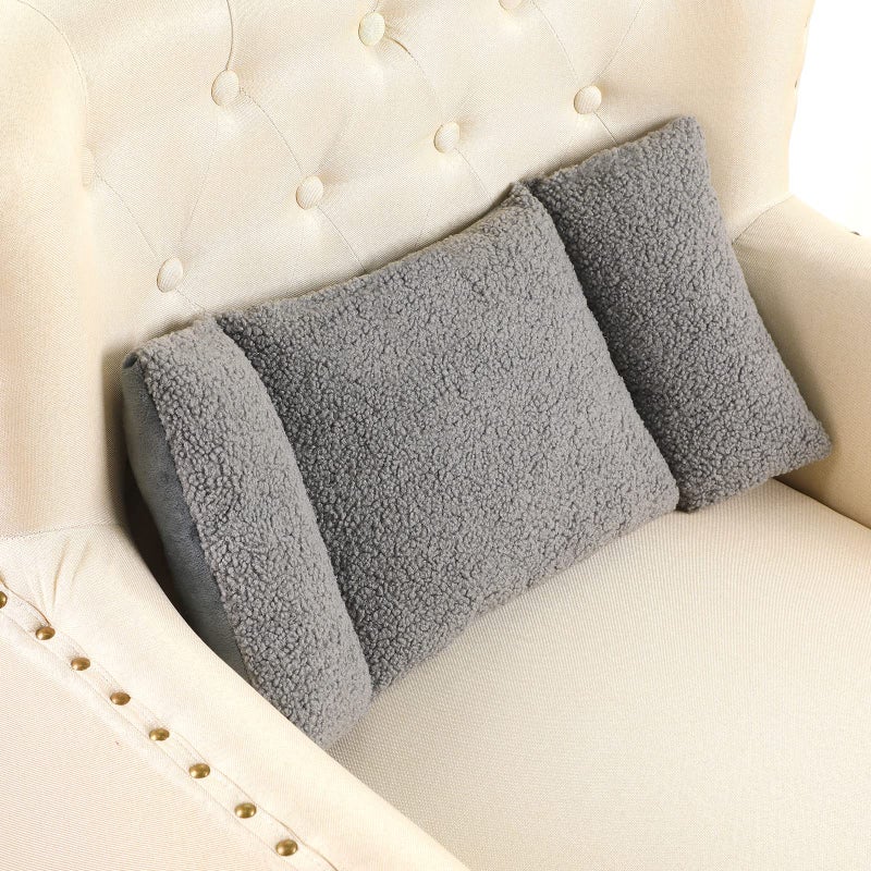 Queekay Fleece Lumbar Support Pillow 3 Section Back Pillow Office Chair for Back Support Comfortable Lumbar Cushion for Car Seat Pain Relief Sofa Rest(Gray) - Image 1