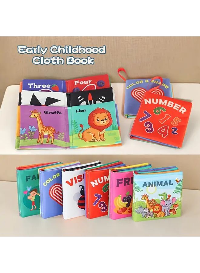 Interactive 4 Page Cloth Book For Early Learning Animals Fruits Numbers Shapes Visual - Image 2