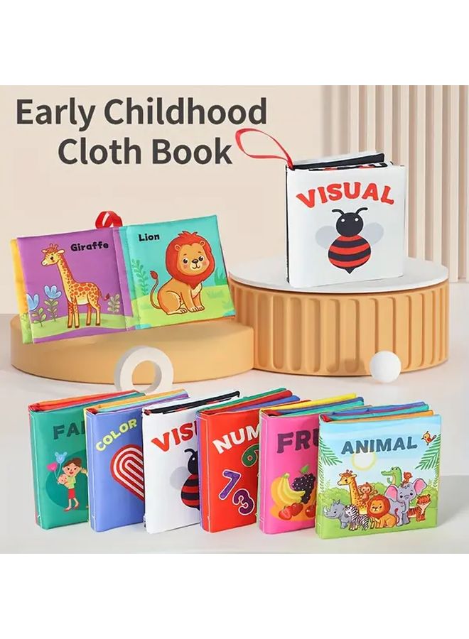 Interactive 4 Page Cloth Book For Early Learning Animals Fruits Numbers Shapes Visual - Image 4