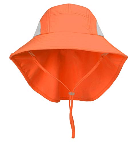 Connectyle Kids Large Brim UV Protection Sun Hat with Neck Flap Mesh Fishing Cap (Orange) - Image 5