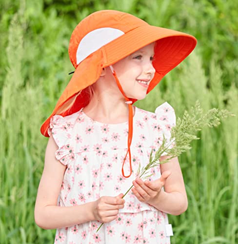 Connectyle Kids Large Brim UV Protection Sun Hat with Neck Flap Mesh Fishing Cap (Orange) - Image 3