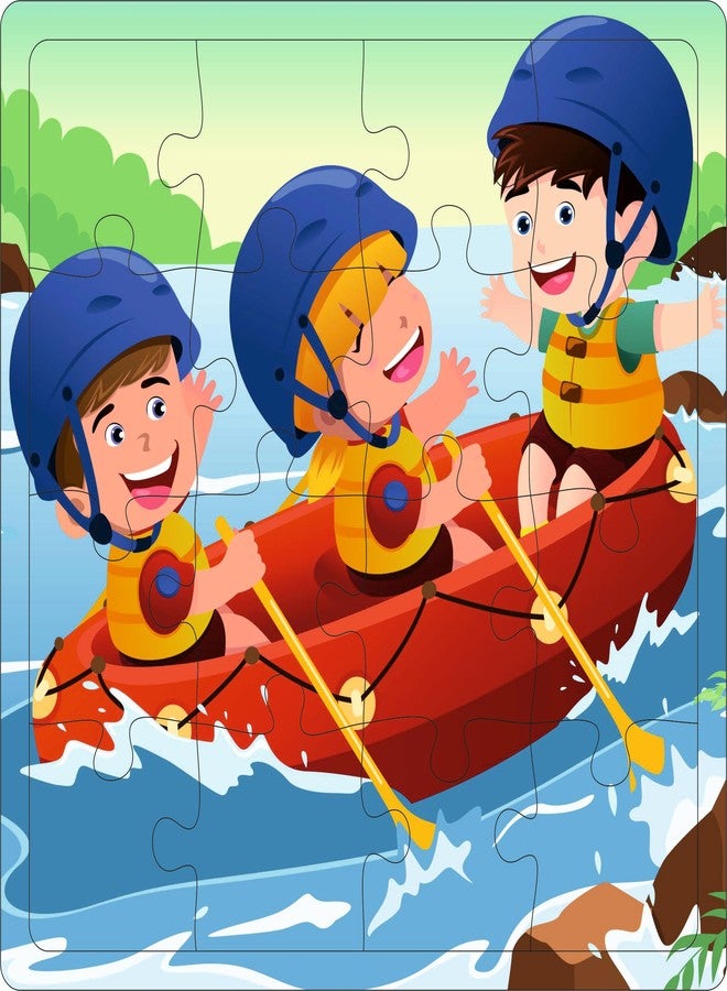 Fiddlys Fiddly's 16-Piece Wooden Jigsaw Puzzles for Kids Ages 3+, Double Layered Wooden Puzzles with Bright Front & Back Print (Vehicles World Pack of 4) - Image 5