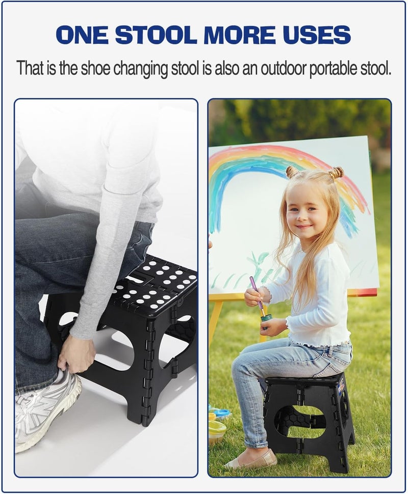 Acko Folding Step Stool, 11 Inch Non-Slip Foldable Step Stools up to 300lbs for Kids and Adults, Portable Lightweight Collapsible Stool with Handle, for Kitchen Bathroom Black, 1 Pack - Image 3